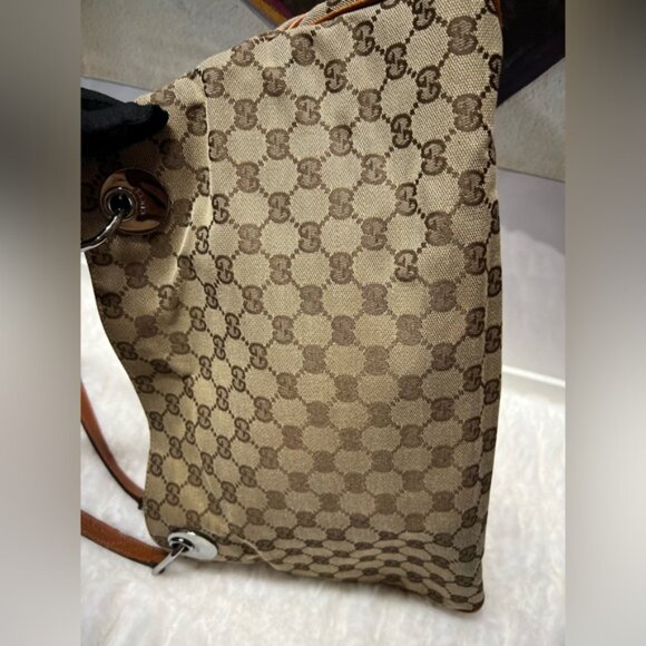 GUCCI-121023 1669 Monogram Canvas Tote Brown Leather Handle - Picture 5 of 13